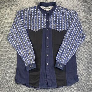 Vtg Rocky Mountain Shirt Mens Large Western Metal Buttons 90s USA Vintage
